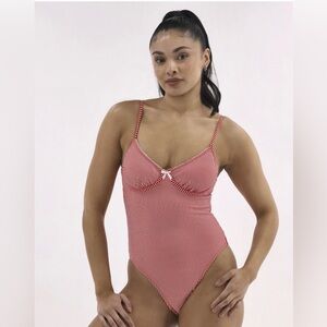 💕5/$15 Red Striped Women's Swimsuit, NEW